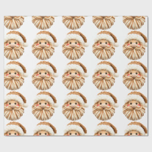 Faux Yarn Notch-Hook Santa Face Christmas Wrapping Paper