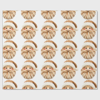 Faux Yarn Notch-Hook Santa Face Christmas Wrapping Wrapping Paper