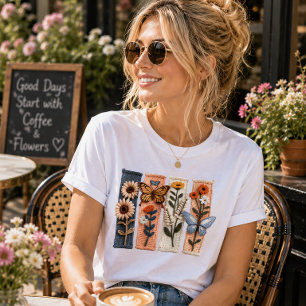 Faux Yarn Retro Wildflowers Shirt, Botanical Tri-Blend Shirt