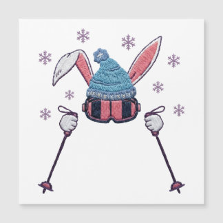 Faux yarn skiing rabbit winter humor