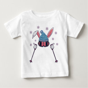 Faux yarn skiing rabbit winter humor baby T-Shirt