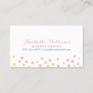 Faux Yellow and Pink Glitter Confetti Dots Business Card
