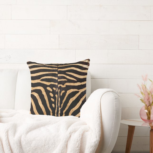 Faux Zebra Skin Throw Pillow (Couch)