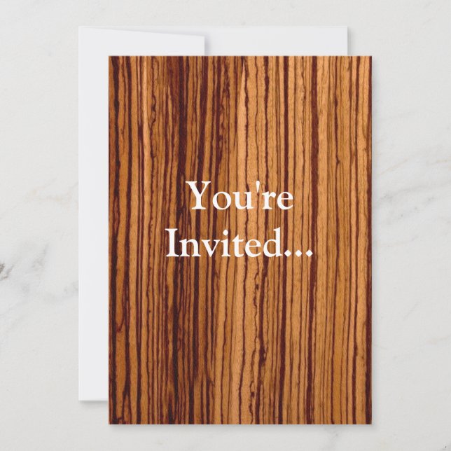 Faux Zebrawood Woodgrain Executive Invitation (Front)