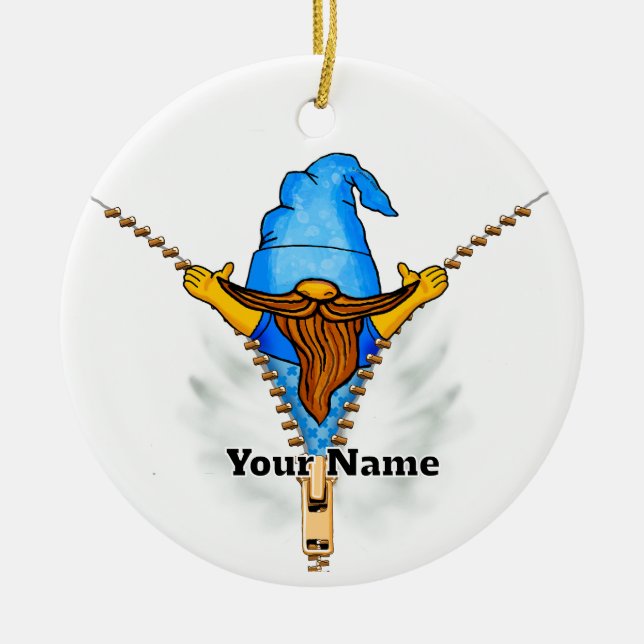  Faux Zipper Gnome Ceramic Tree Decoration (Front)
