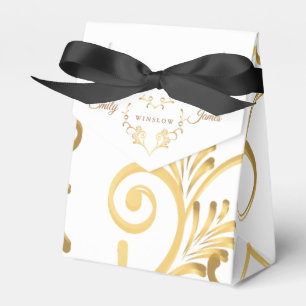Favor Box-Fancy Gold Heart Favour Box