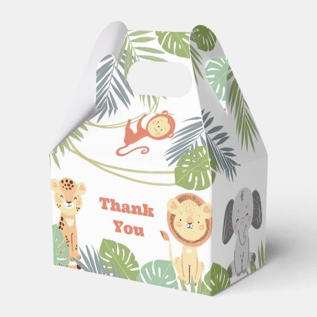 Favor Box for 1st birthday with cute animals. (Front Side)