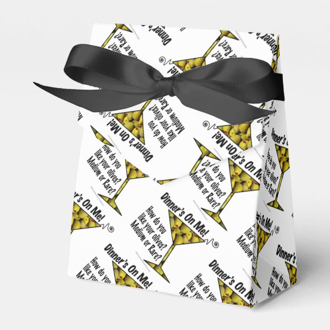 FAVOR BOXES - MEDIUM or RARE MARTINI OLIVES? (Front Side)