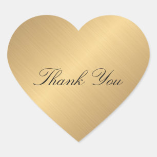 Favor Golden Heart Lace  Thank You Sticker