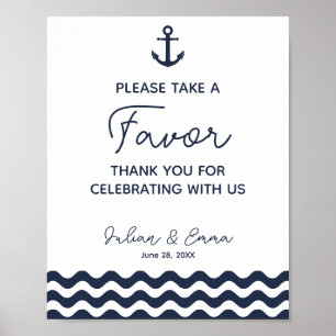 favor nautical wedding sign navy blue