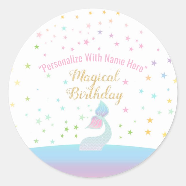 FAVOR STICKER | mermaid tail birthday (Front)