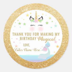 FAVOR STICKER   mermaid tail & unicorn
