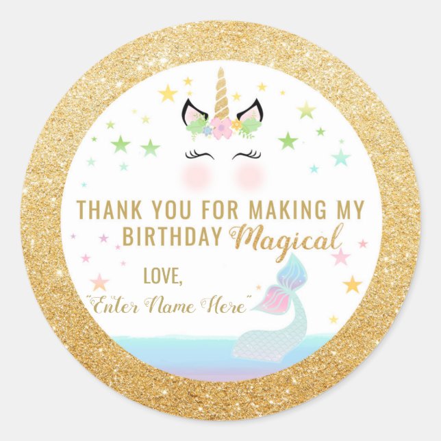 FAVOR STICKER | mermaid tail & unicorn (Front)