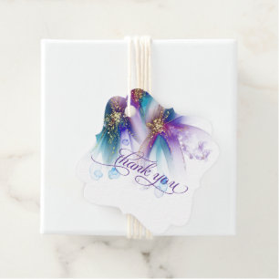 FAVOR TAG   Striking Teal Amethyst Abstract Floral