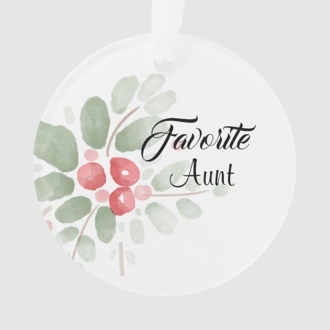 Favorite Aunt Trendy Holiday Ornament (Front)
