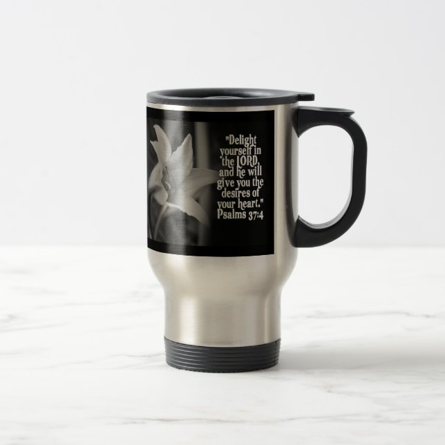 FAVORITE  BIBLE SCRIPTURE PSALM 37:4 TRAVEL MUG (Right)