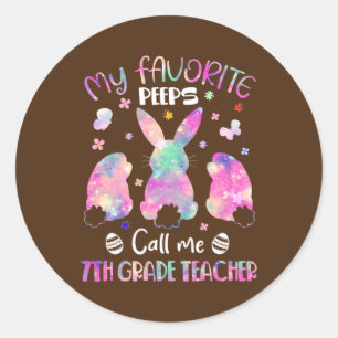 Favorite Bunnies Call Me 7th Grade Teacher Easter Classic Round Sticker