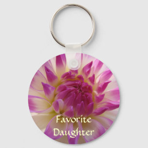 FAVORITE DAUGHTER! Gift Key Chain DAHLIA FLOWER