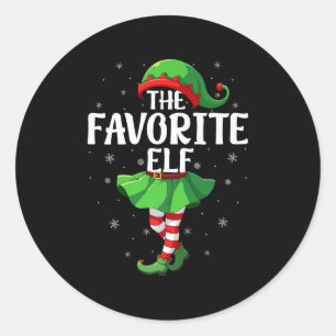 Favorite Elf Christmas Girls Women Elf Squad Xmas Classic Round Sticker