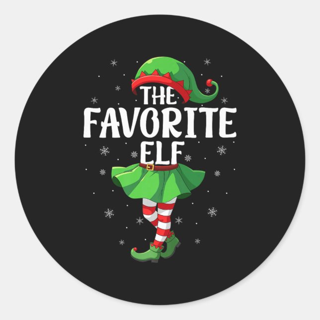 Favorite Elf Christmas Girls Women Elf Squad Xmas  Classic Round Sticker (Front)