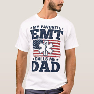 Favorite EMT Calls Me Dad Vintage Patriotic Shirt 