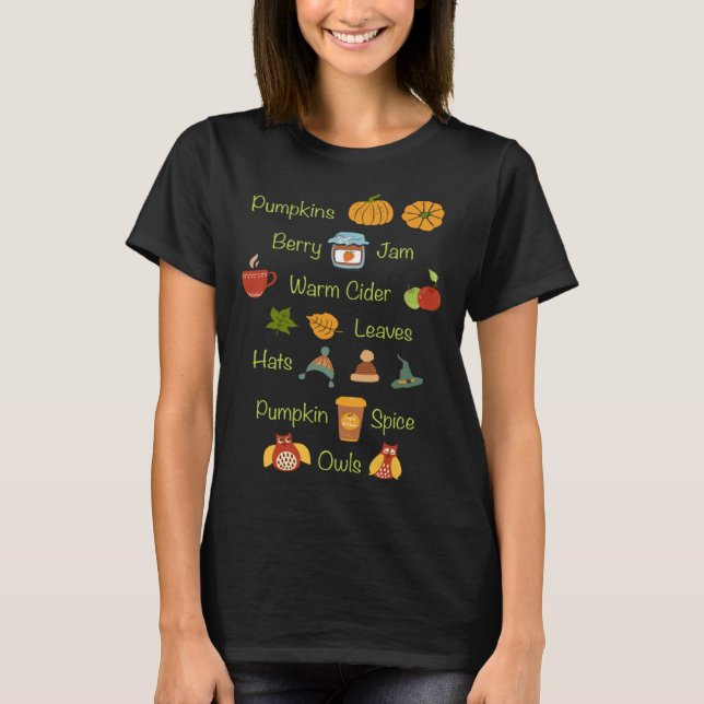 Favorite Fall Things Autumn Season T-Shirt (Front)
