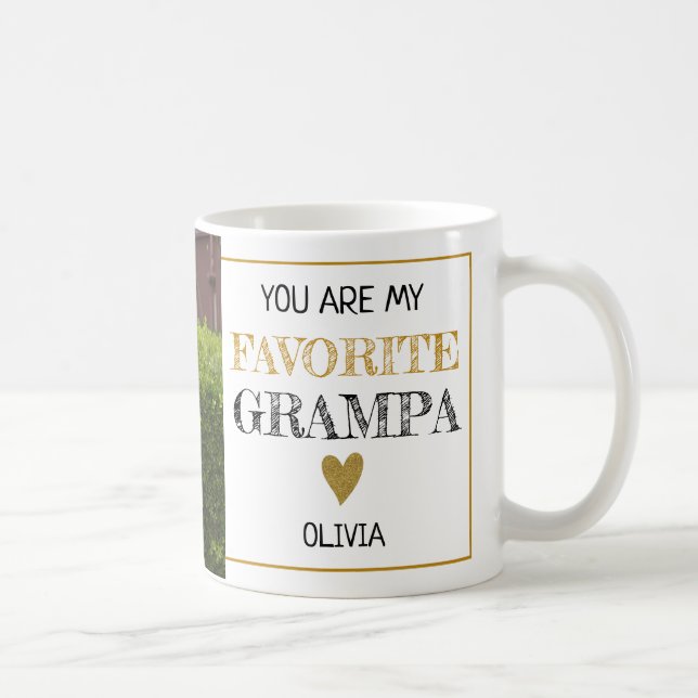 Favorite Grampa Grandchild Custom Photo Coffee Mug (Right)