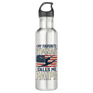 Favorite Gymnast Calls Me Papa Patriotic Vintage S 710 Ml Water Bottle