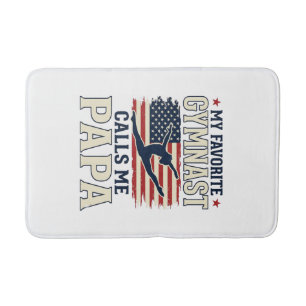 Favorite Gymnast Calls Me Papa Patriotic Vintage S Bath Mat