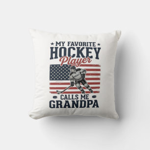 Favorite Hockey Player Calls Me Grandpa Vintage Sh Cushion
