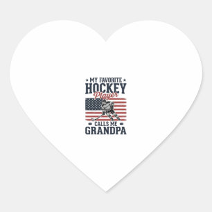 Favorite Hockey Player Calls Me Grandpa Vintage Sh Heart Sticker