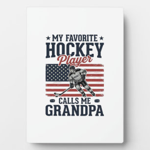 Favorite Hockey Player Calls Me Grandpa Vintage Sh Plaque