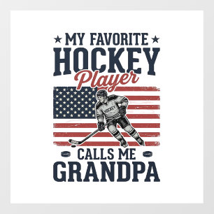 Favorite Hockey Player Calls Me Grandpa Vintage Sh Window Cling