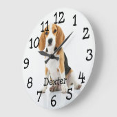 Favorite Pet Dog Cat Photo Name Large Clock (Angle)