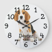 Favorite Pet Dog Cat Photo Name Large Clock (Front)