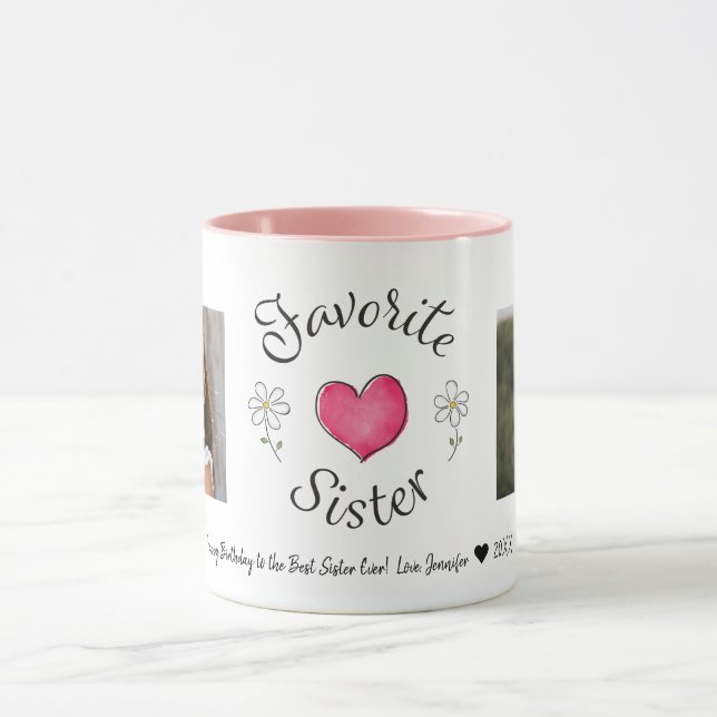 Favorite Sister 2 Photo Custom Mug (Center)