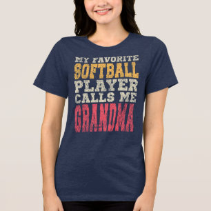Favorite Softball Player Grandma Typography Tri-Blend Shirt