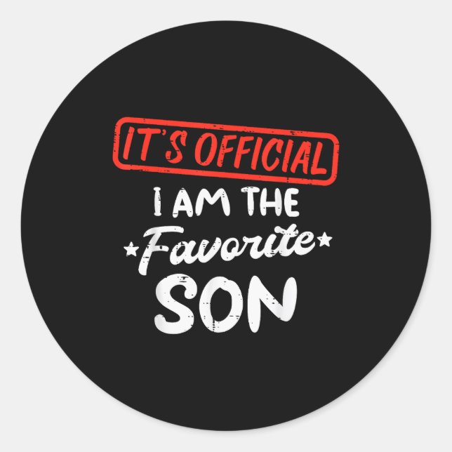 Favorite Son Funny Family Men Boys Kids Youth Teen Classic Round Sticker (Front)