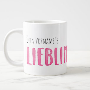 favorite straw XXL, lettering in water Large Coffee Mug