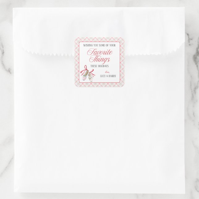 Favorite Things Christmas Ballet Slippers Square Sticker (Bag)