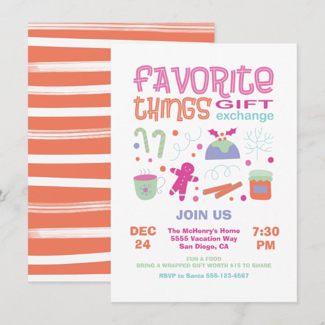 Favorite Things Christmas Gift Exchange Party Invitation (Front/Back)