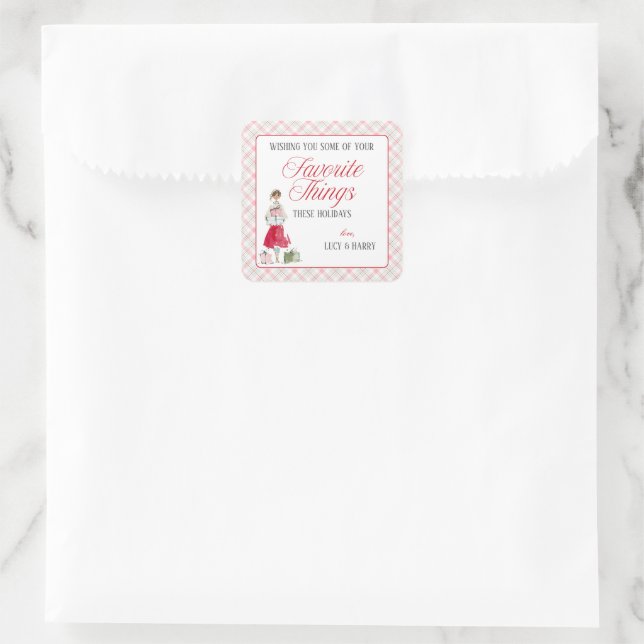 Favorite Things Christmas Glam Girl Square Sticker (Bag)