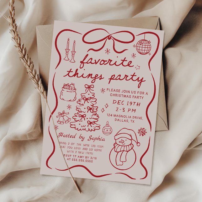 Favorite Things Christmas Holiday Party Invitation (Creator Uploaded)
