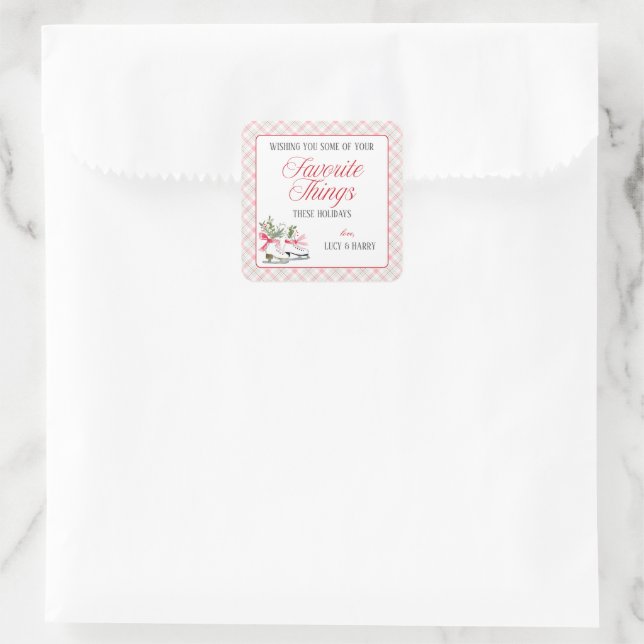 Favorite Things Christmas Square Sticker (Bag)