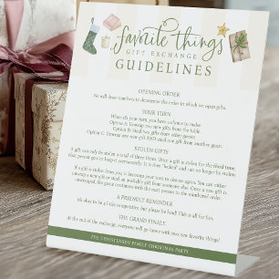 Favorite Things Gift Exchange Guidelines Rules Pedestal Sign