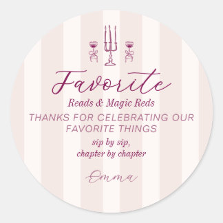 Favorite Things Holiday Book & Wine Club Party Classic Round Sticker