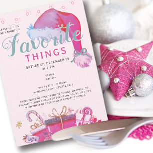Favorite Things Party Holiday Pink Gift Exchange Invitation