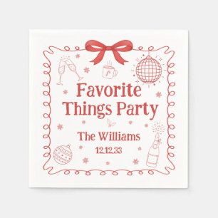 Favorite Things Party Red Bow Christmas Napkin
