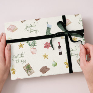 Favorite Things Patterned Holiday Christmas Wrapping Paper