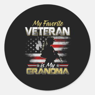 Favorite veteran is grandma veterans day patriotic classic round sticker